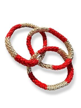 Red & Gold Mesh Intertwined Bracelet